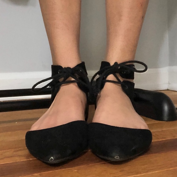 Ankle Strap Point Toe Flats - Picture 2 of 4